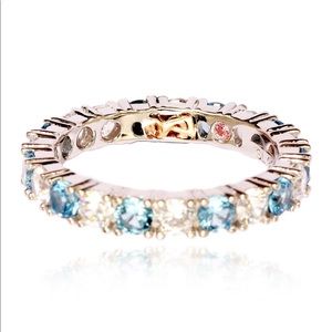Suzy Levian CZ Aqua Blue Eternity band ring